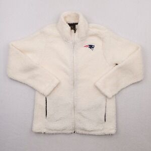 New England Patriots Jacket Juniors Medium Cream White Sherpa Low Pile Fleece
